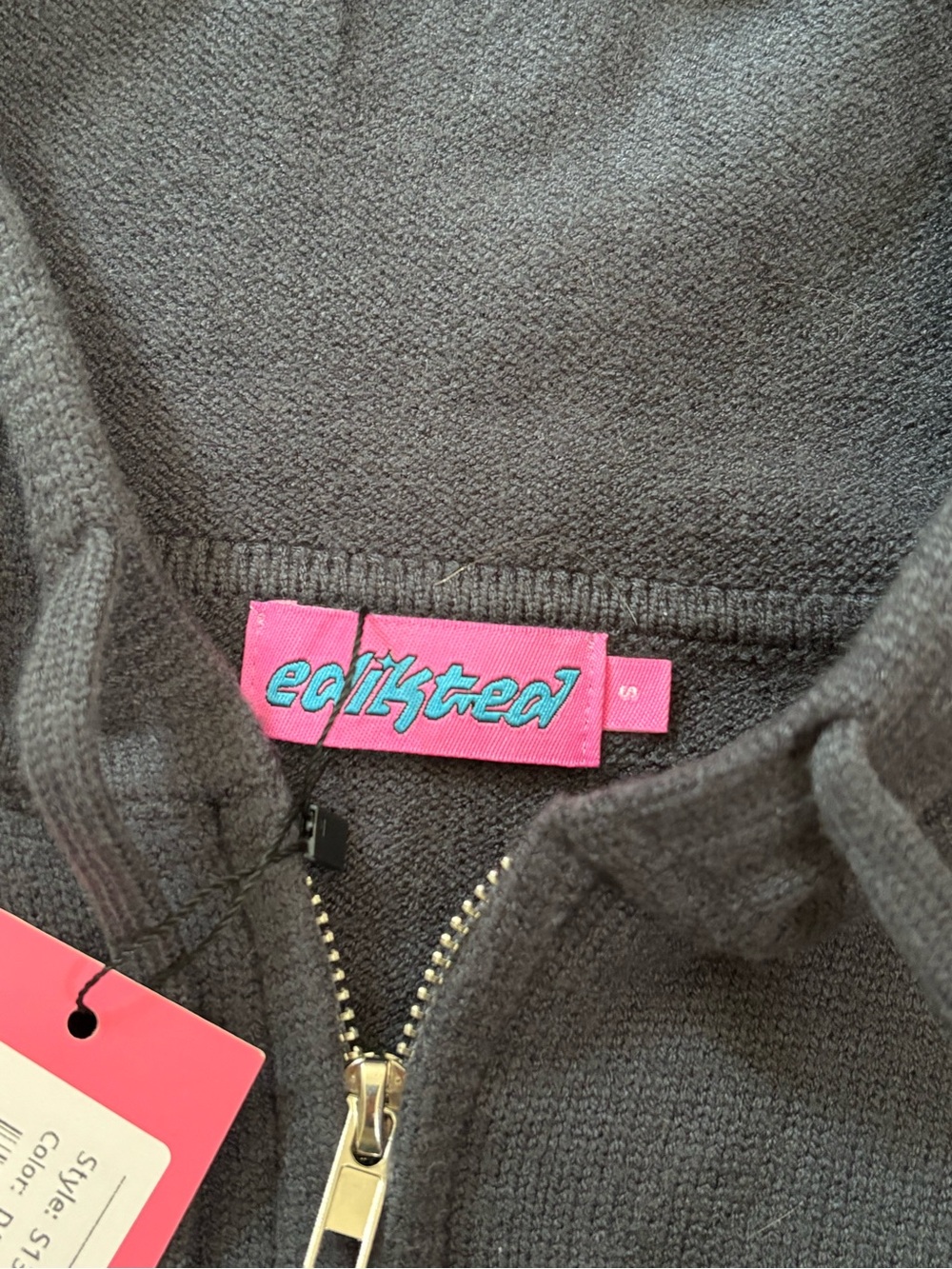 Edikted Black Cropped Hooded Zip Cardigan - Picture 3 of 5